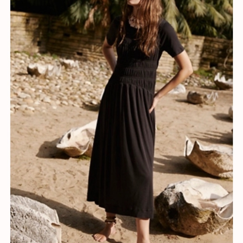 Free People Black Ruched Maxi Dress